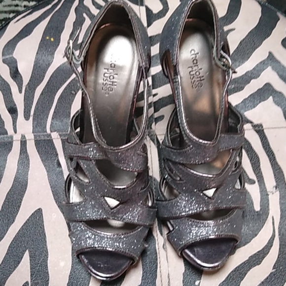 Glitter Silver Open-toe heels - Picture 2 of 4